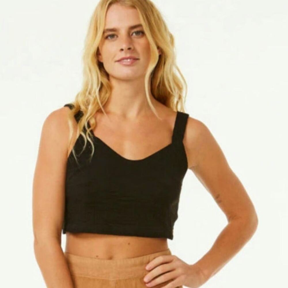 NWT Rip Surf Curl Crop Top Black Size Large